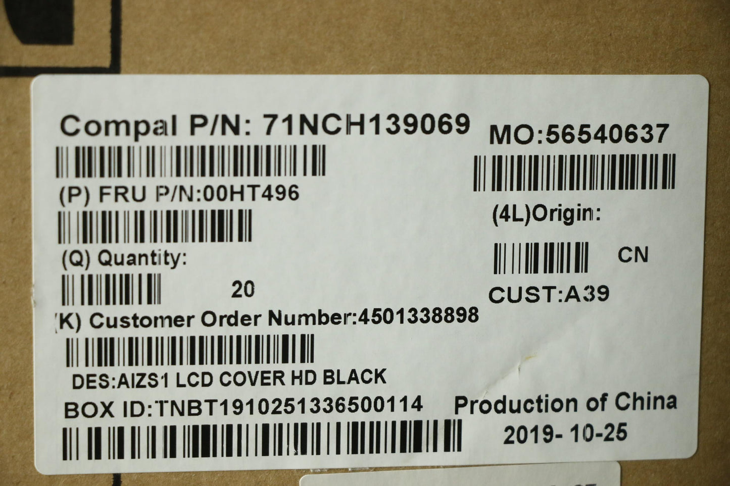 Lenovo Rear Cover, Black, Hybrid, HD - 00HT496