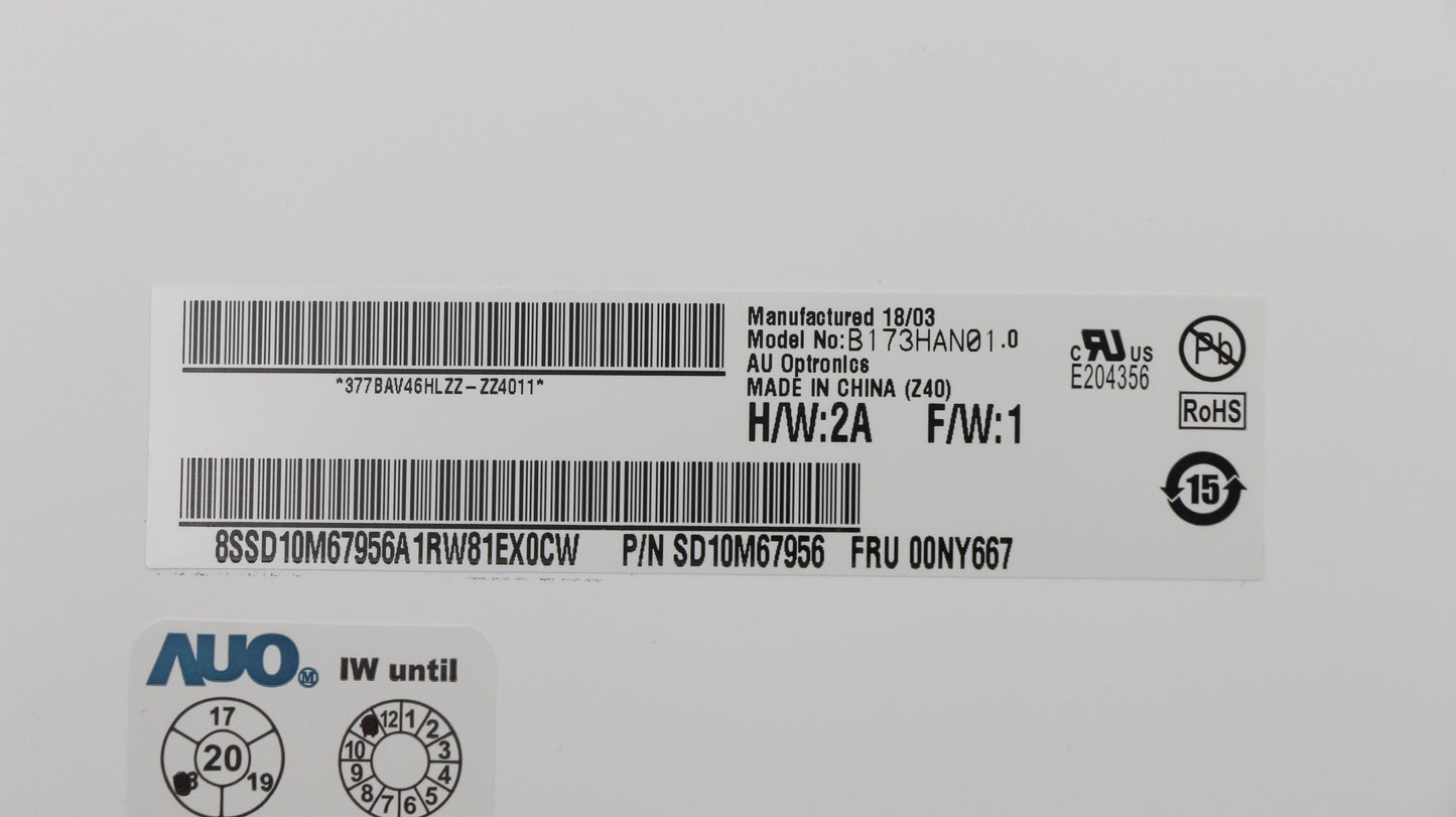 Lenovo DISPLAY, 17.3", FHD, Anti-Glare, IPS - 00NY667