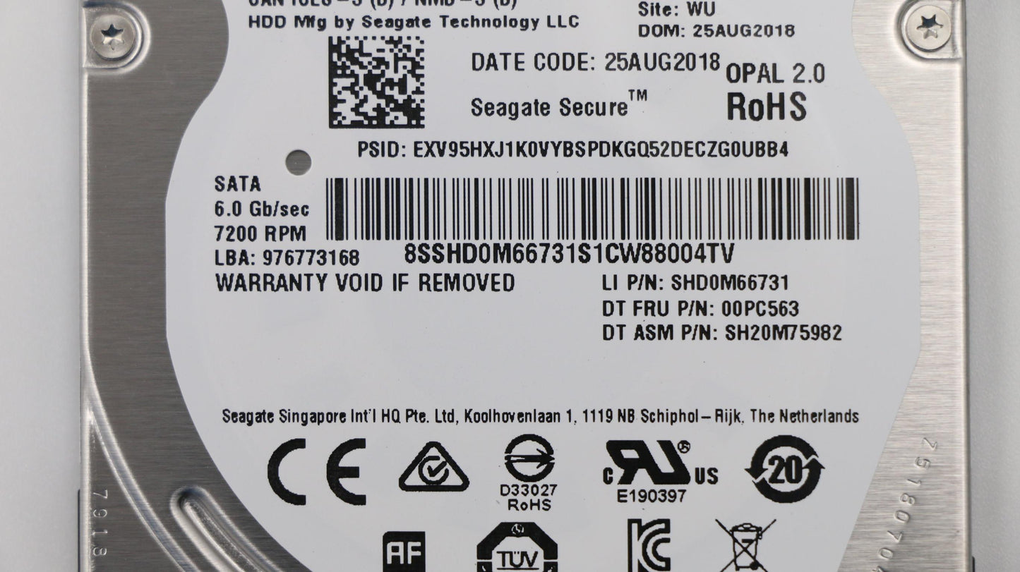 Lenovo 2.5In 500G 7200 Fips Hdd Dt Fr - 00PC563