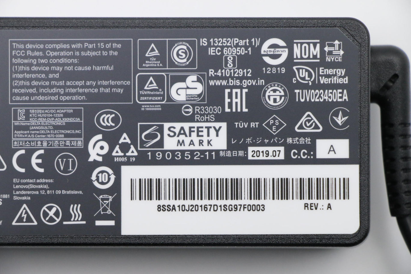 Lenovo 65W AC Adapter, Rectangle, 3-Pin, Black - 00PC793