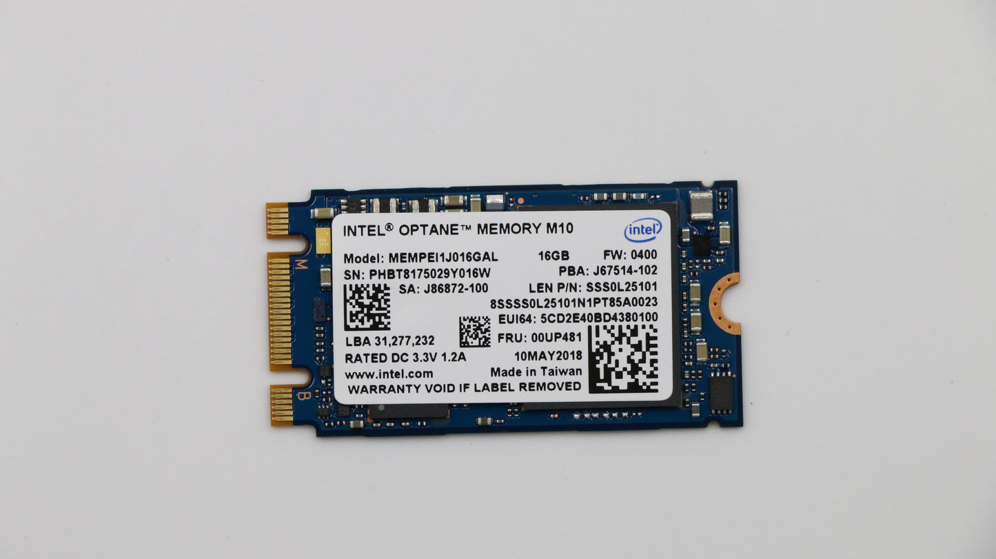 Lenovo 16GB SSD, M.2, 2242, PCIe 3x2, Intel - 00UP481