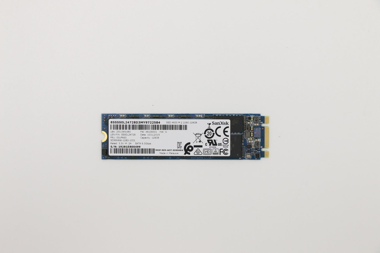 Lenovo 128GB M.2 SATA SSD, Sandisk - 00UP660