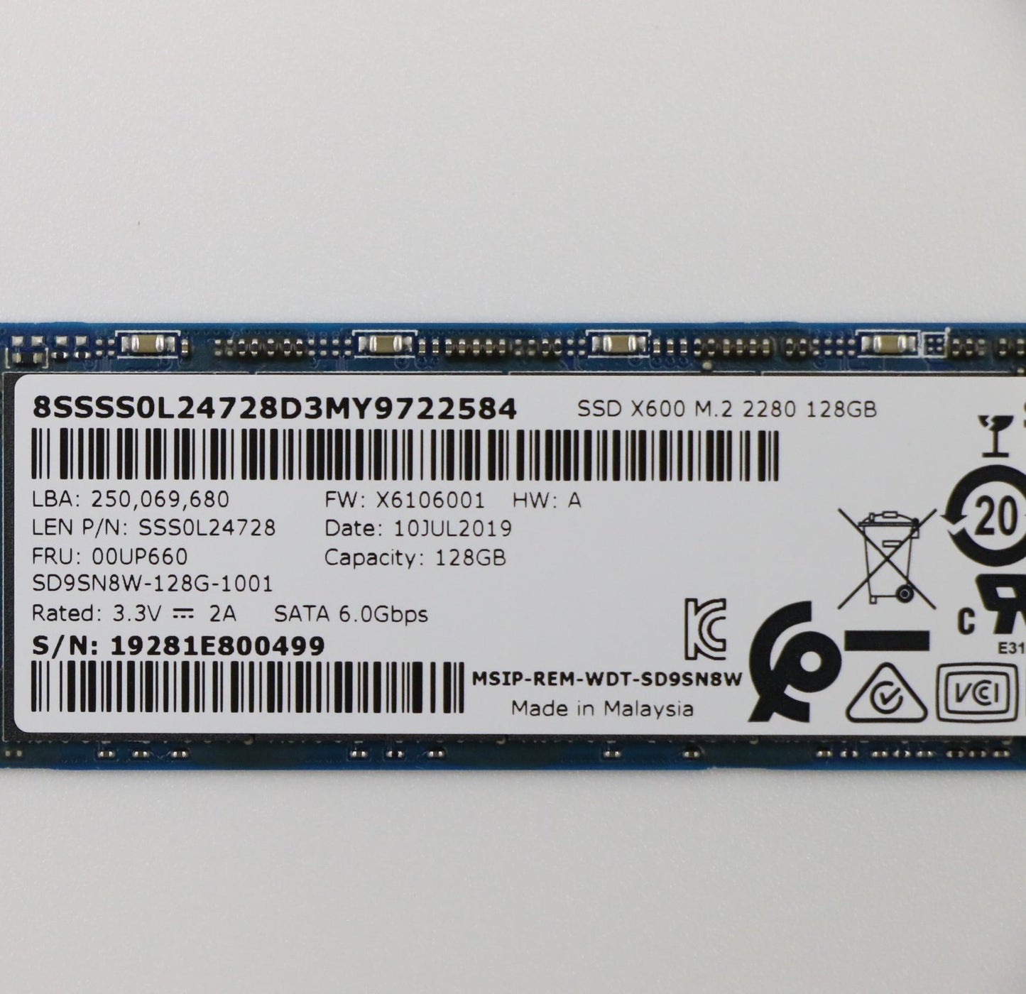 Lenovo 128GB M.2 SATA SSD, Sandisk - 00UP660