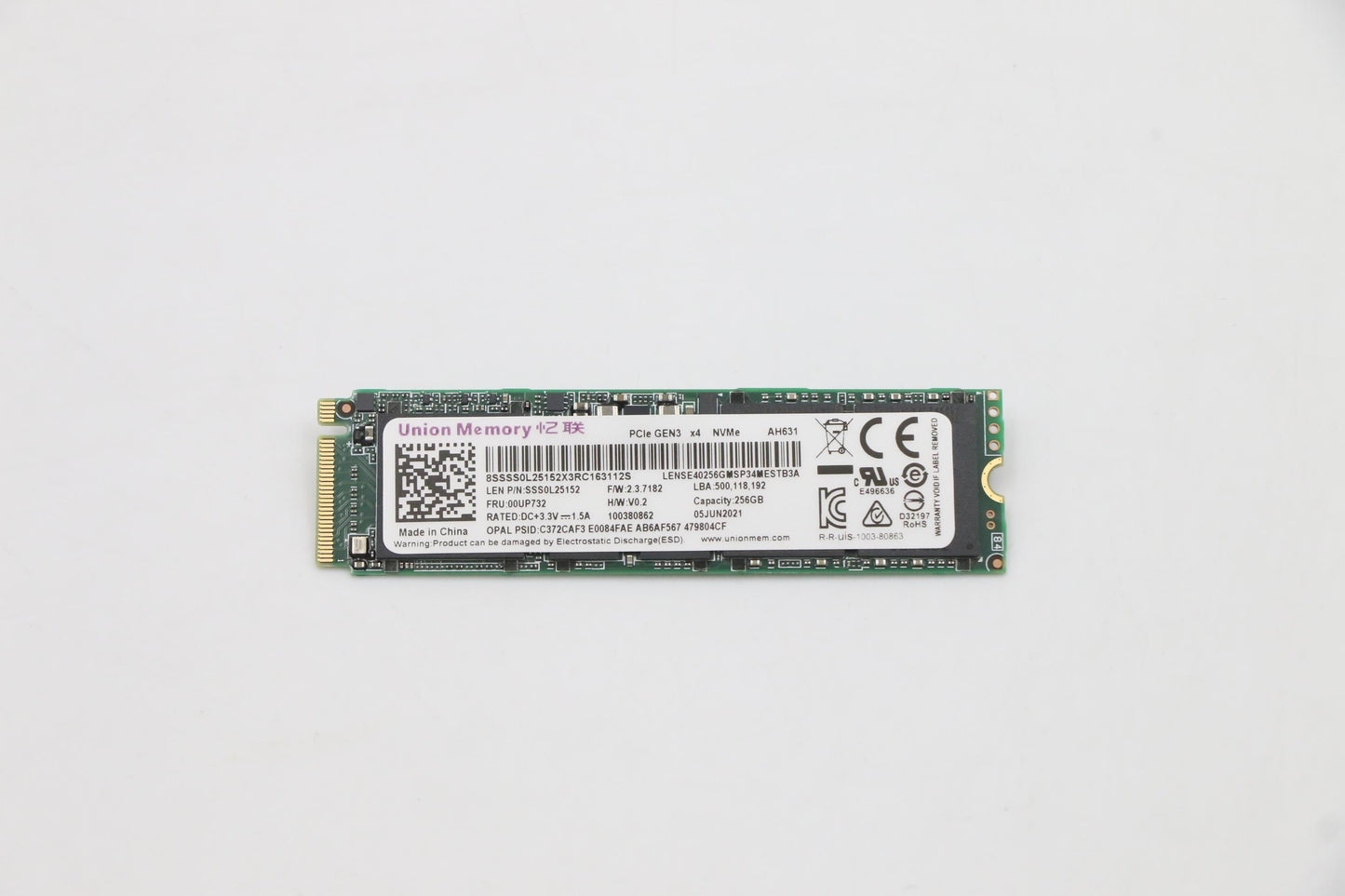 Lenovo 256GB SSD, M.2, 2280, PCIe 3x4, OPAL, Intel - 00UP738