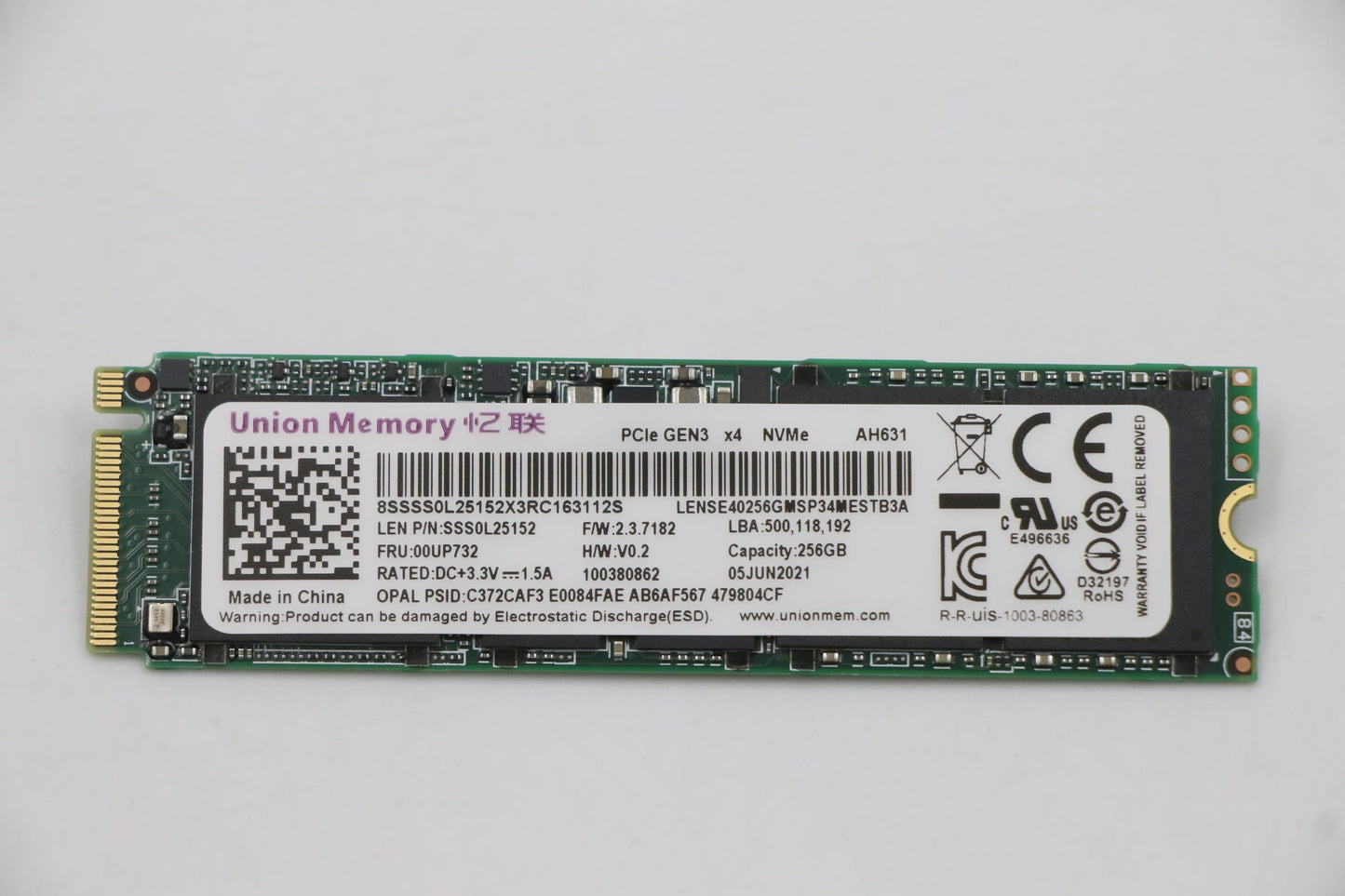 Lenovo 256GB SSD, M.2, 2280, PCIe 3x4, OPAL, Intel - 00UP738