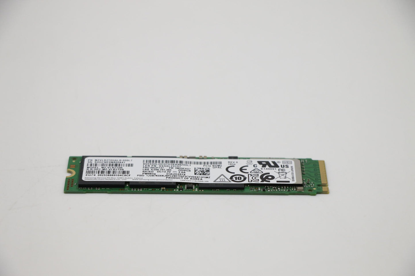 Lenovo SSD, 2TB, M.2, 2280, PCIe3X4, OPAL, Samsung - 00UP737