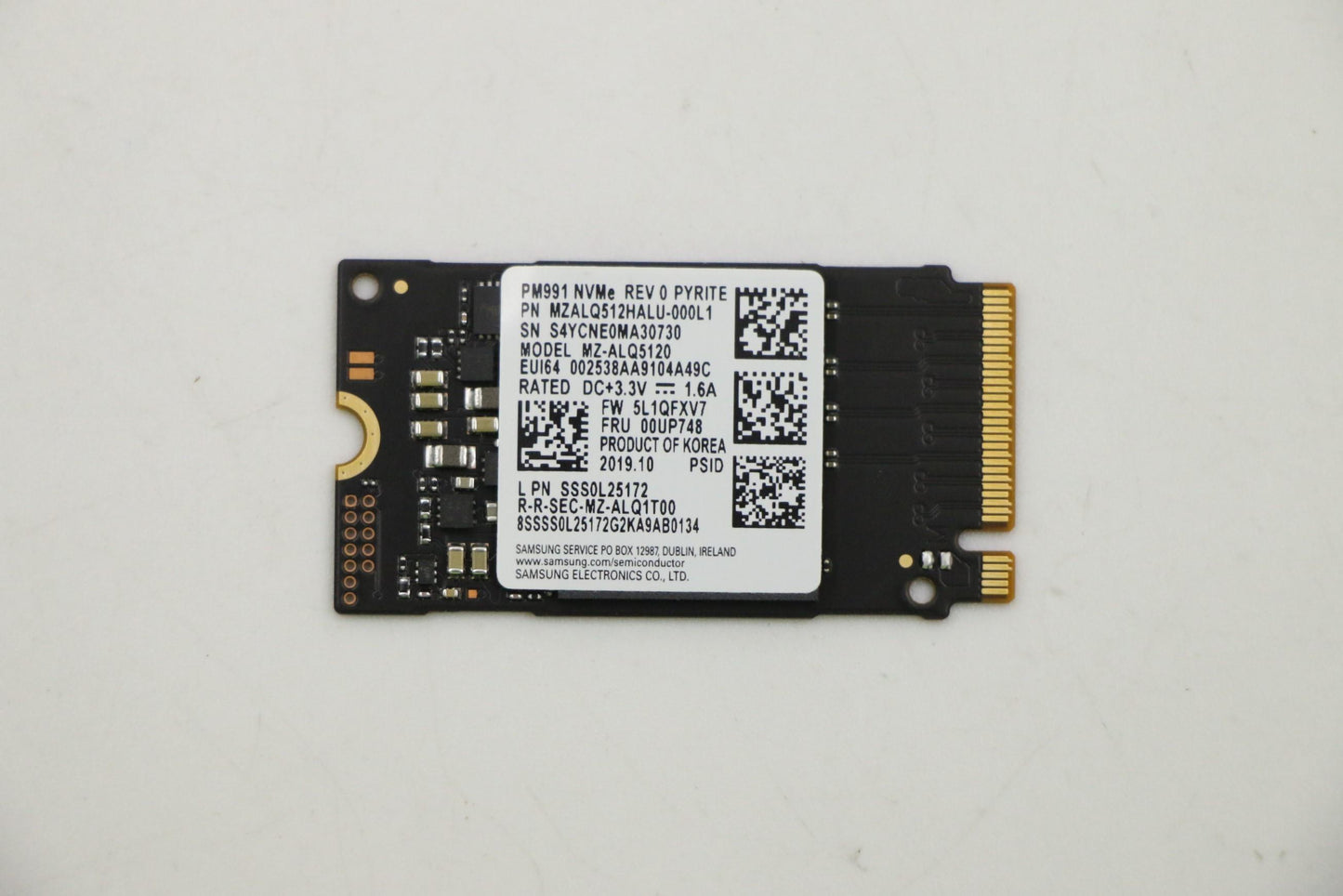 Lenovo 512GB SSD, M.2, 2242, PCIe Gen3 x4, Standard, Samsung - 00UP748