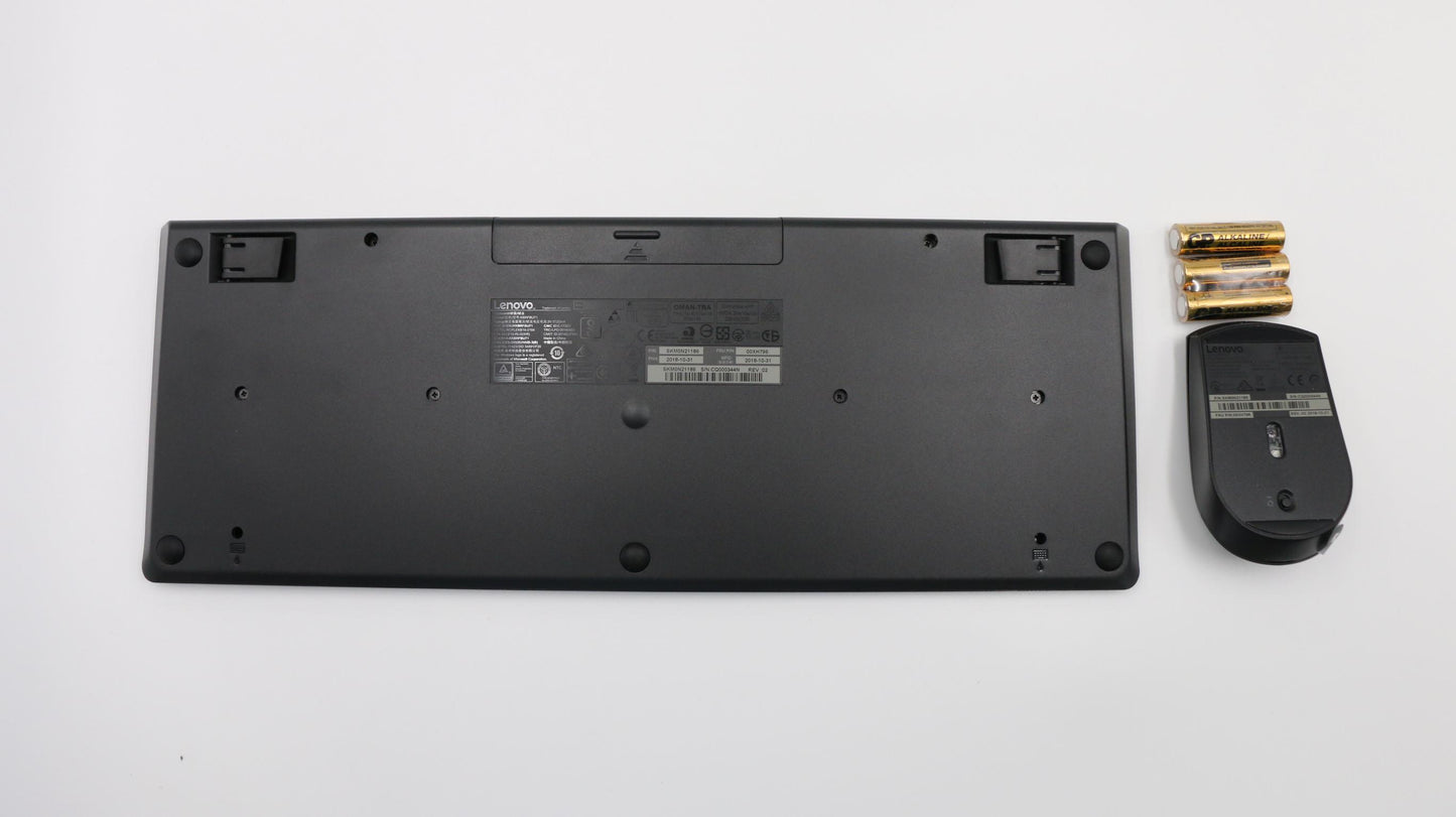 Lenovo Keyboard and Mouse, Wireless, USA English, Black, Non-Backlight - 00XH796