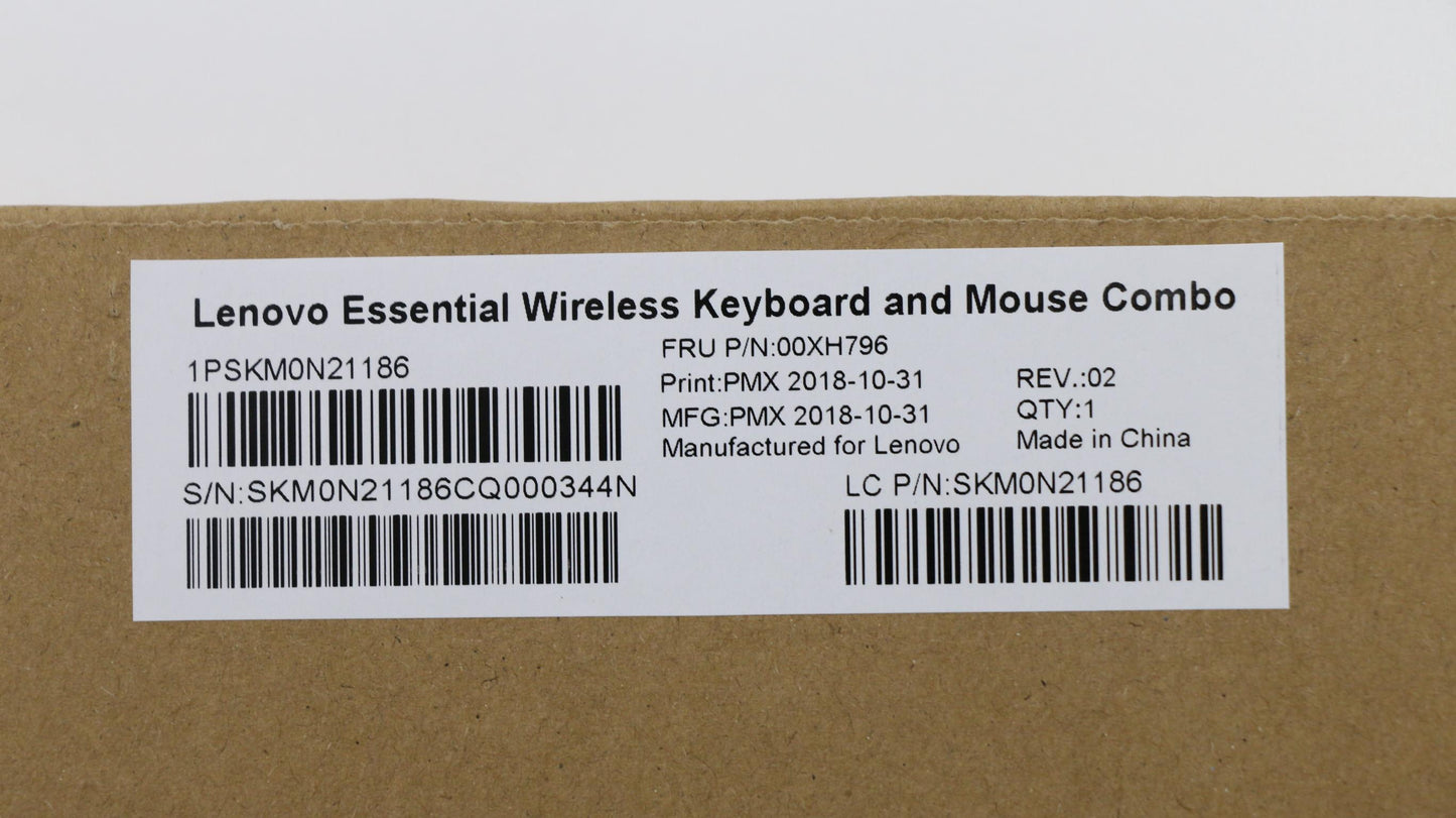 Lenovo Keyboard and Mouse, Wireless, USA English, Black, Non-Backlight - 00XH796