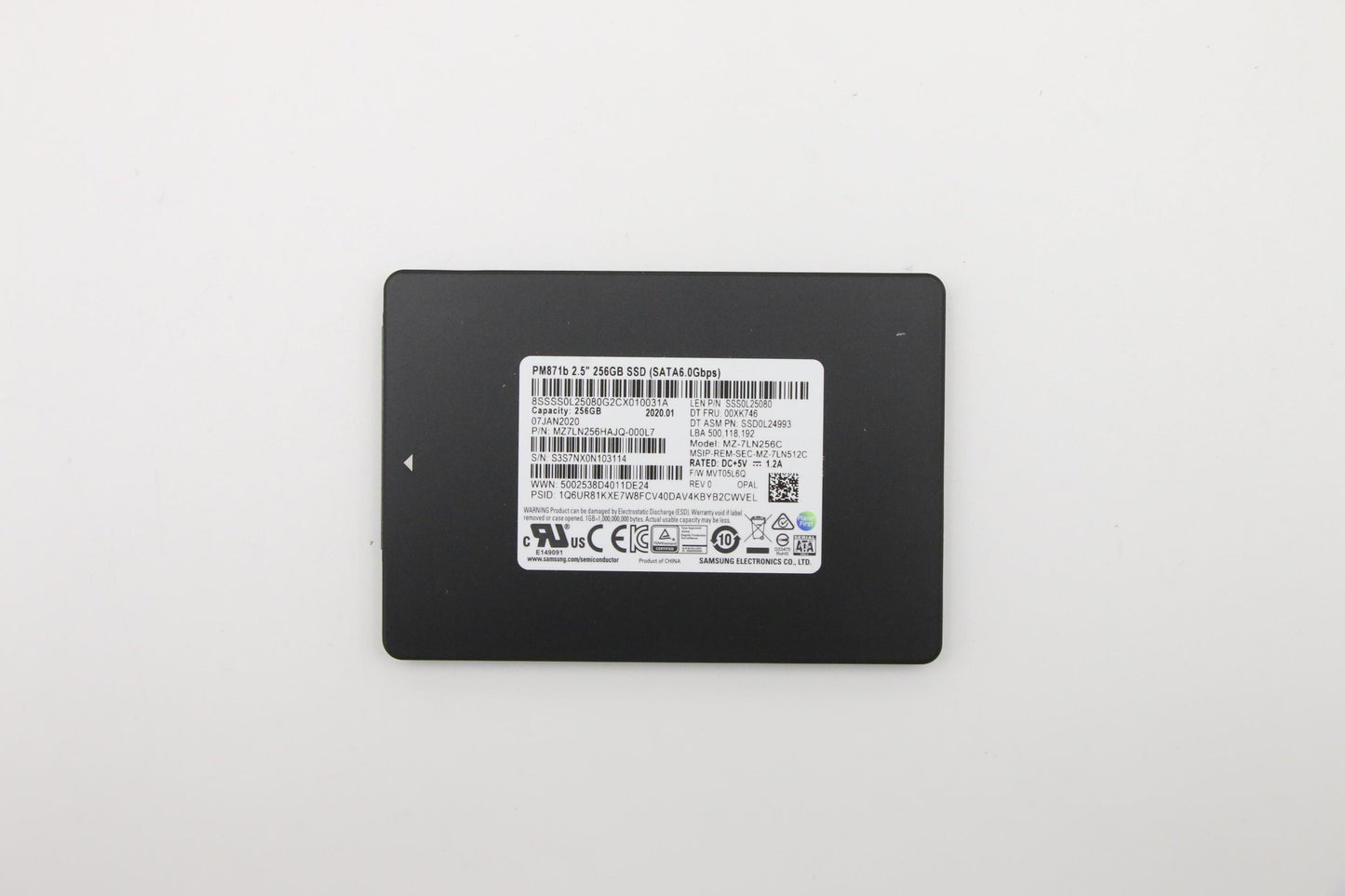 Lenovo 256GB SSD, 2.5", 7mm, SATA, OPAL, Samsung - 00XK746