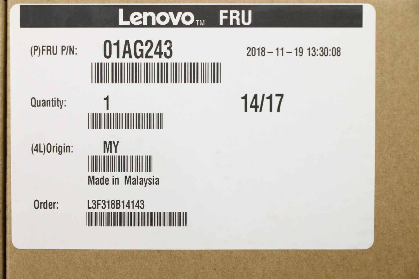 Lenovo Intel Xeon E-2186G 3.8Ghz 95W - 01AG243