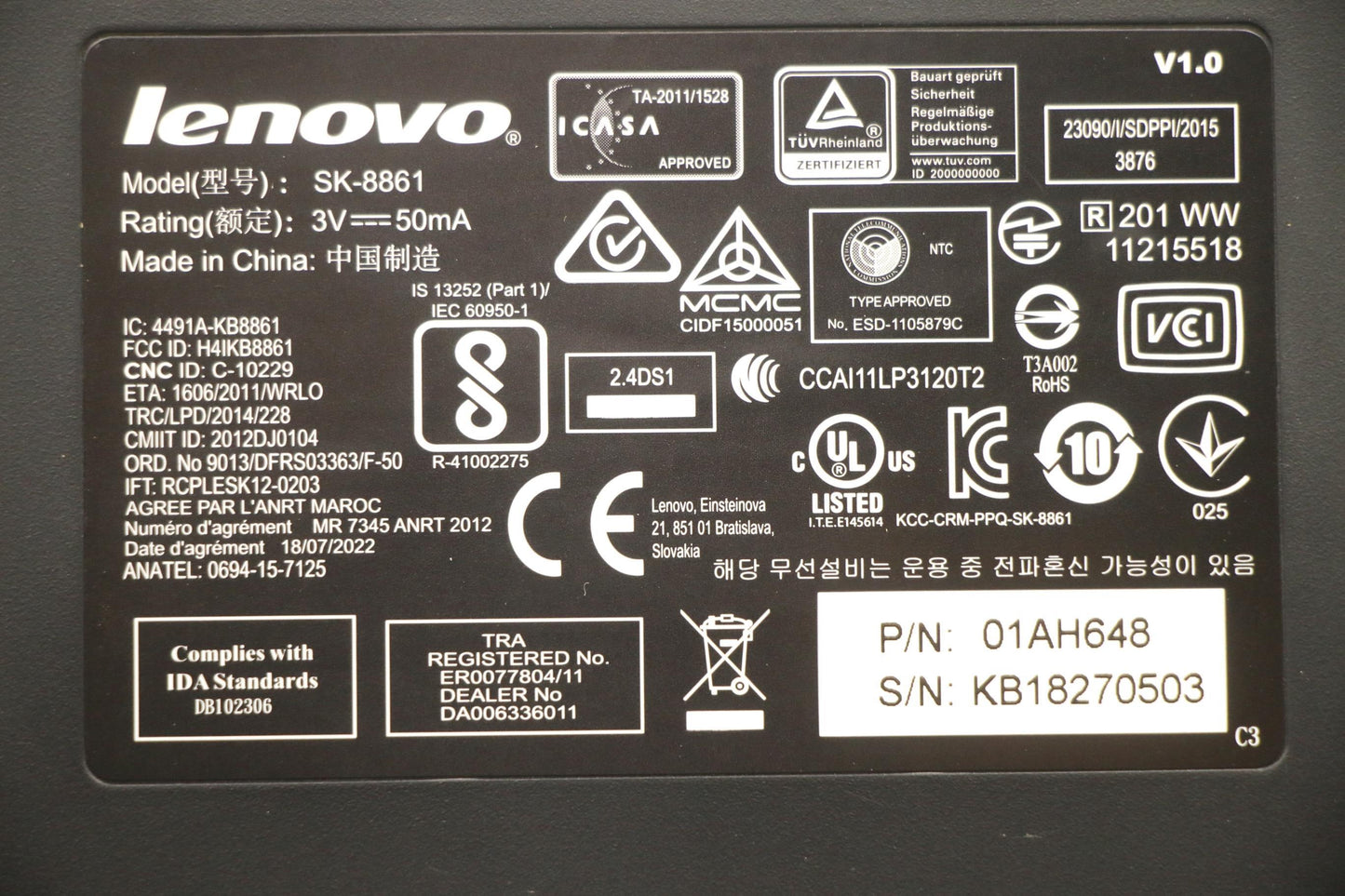 Lenovo Kb Keyboards External - 01AH648