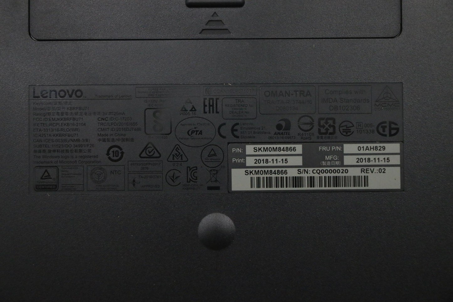 Lenovo Kybmouse Primax Rfbu71 24G Bk - 01AH829