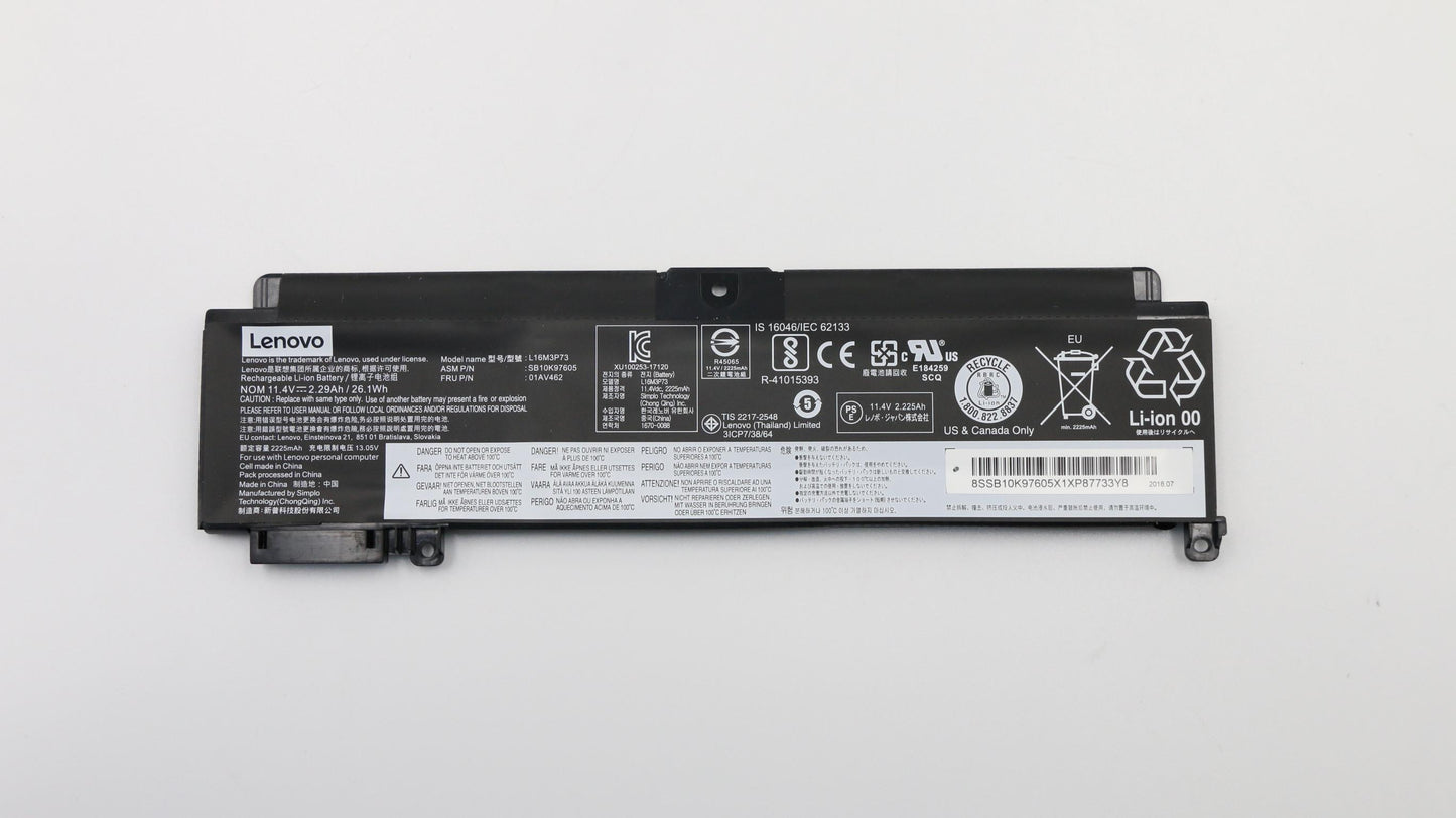 Lenovo 3-Cell Battery, 11.4V, 26.1Wh - 01AV462