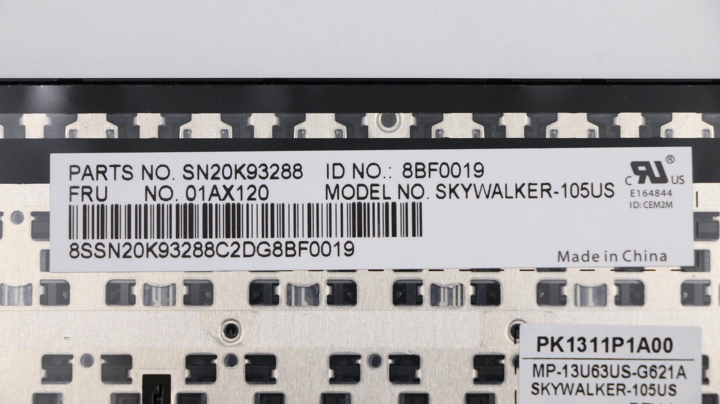 Lenovo Internal Keyboard, USA English, Non-Backlit - 01AX120