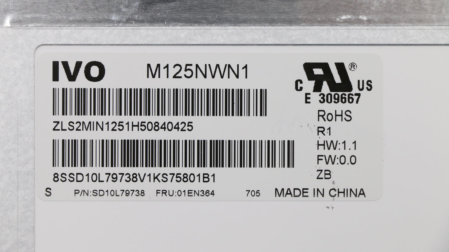 Lenovo 12.5" HD Display, Non-Touch, Anti-Glare, TN, 220 nits - 01EN364