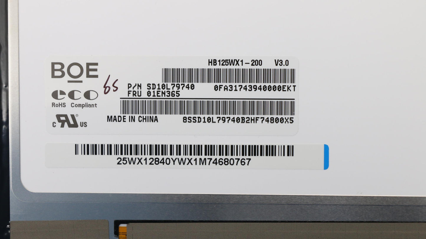 Lenovo Display, 12.5", HD, Non-Touch, Anti-Glare, TN, 220nit - 01EN365