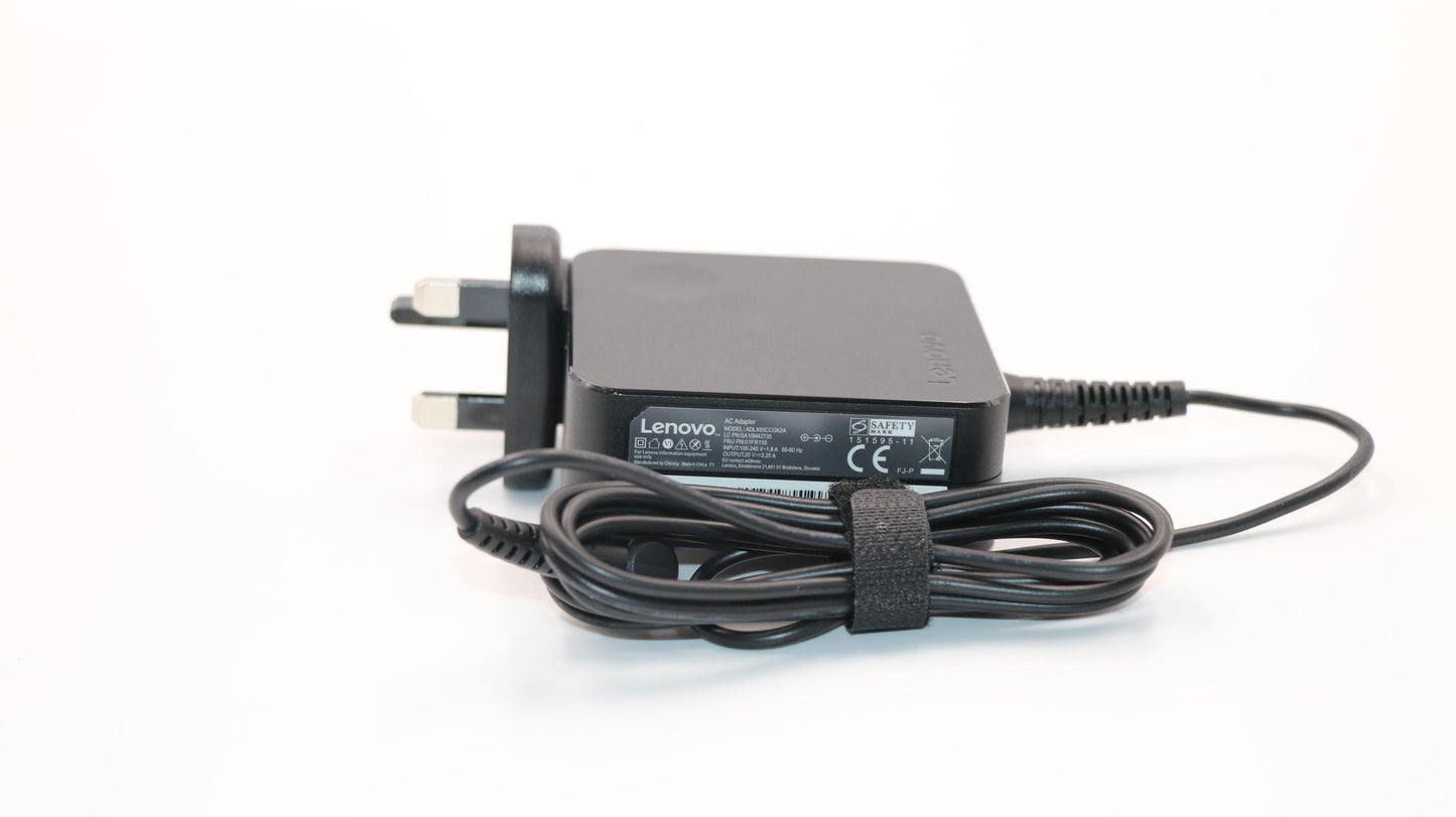 Lenovo 65W AC Adapter, Round Connector, 3-Pin, Black - 01FR155