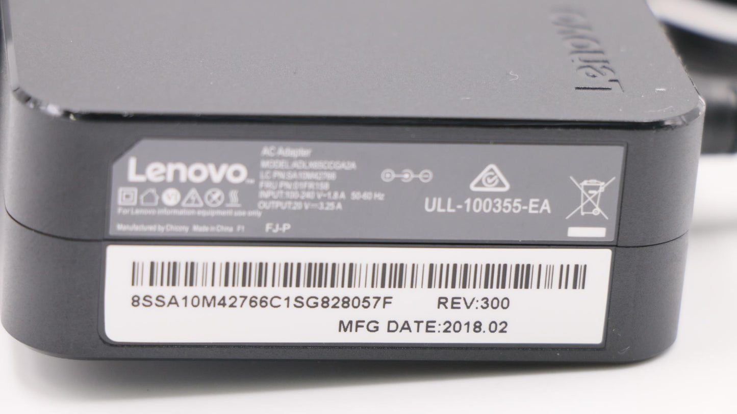 Lenovo Circular 65W AC Adapter 2-Pin, Black - 01FR158