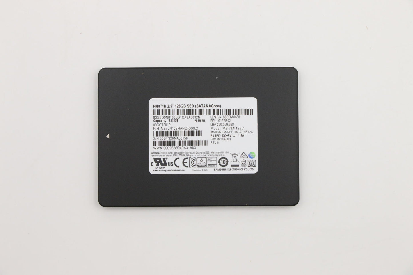 Lenovo 128GB SSD, 2.5", 7mm, SATA, SAMSUNG - 01FR502