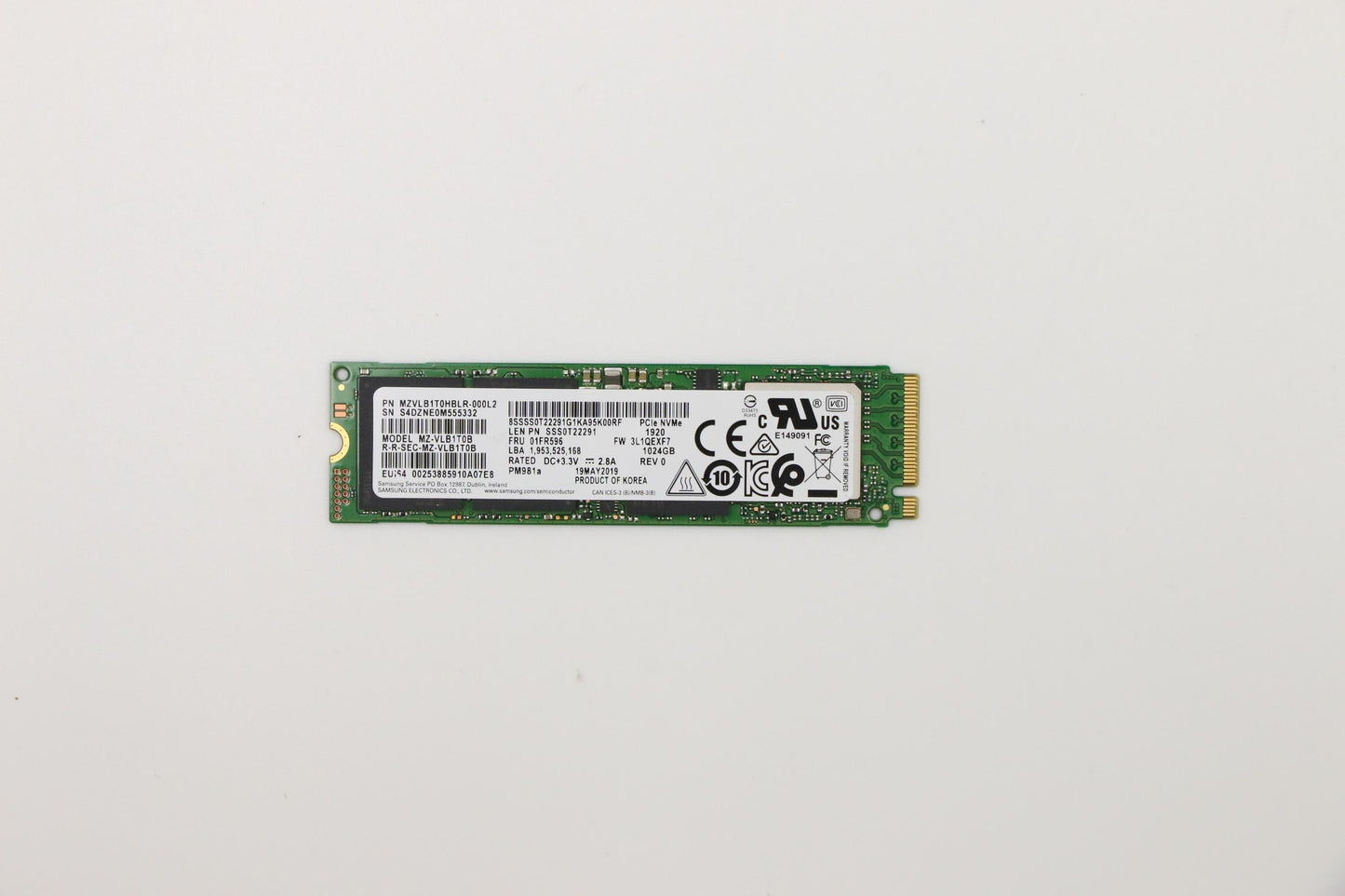 Lenovo 1TB SSD, M.2 2280, PCIe 3x4, Samsung - 01FR596
