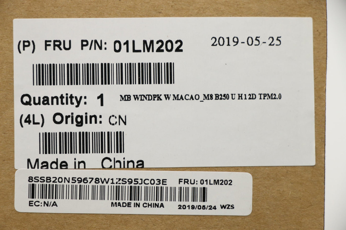 Lenovo System Board, W Macao M8 B250, 2D WDPK - 01LM202