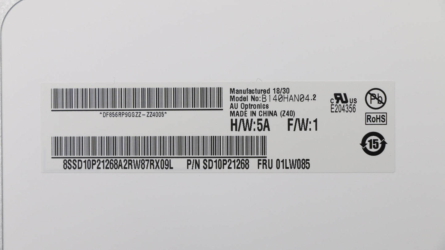 Lenovo 14" FHD Display, IPS, Anti-Glare, 250nit, AUO Narrow Bezel - 01LW085