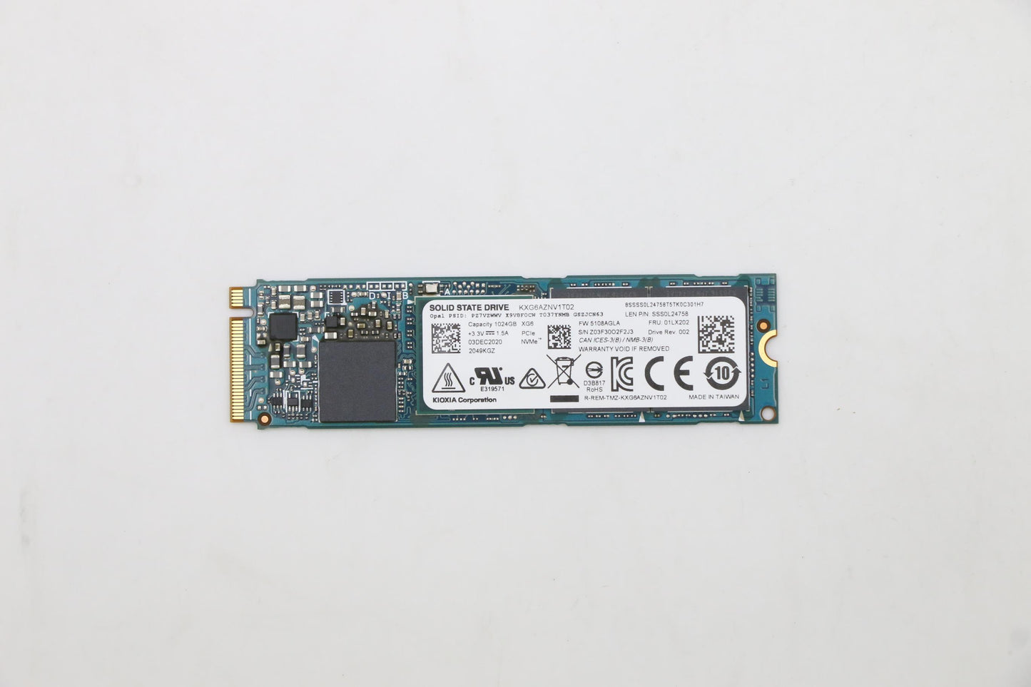 Lenovo 1TB SSD, M.2, 2280, PCIe3x4, OPAL, Toshiba - 01LX202