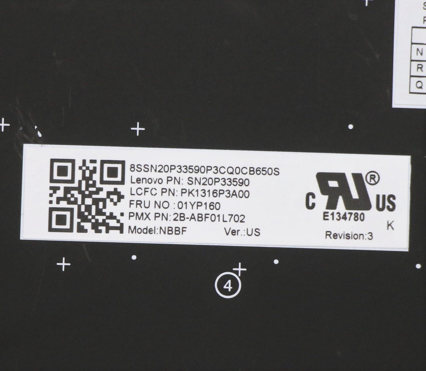 Lenovo Internal Keyboard, English, Black, Non-Backlit - 01YP160