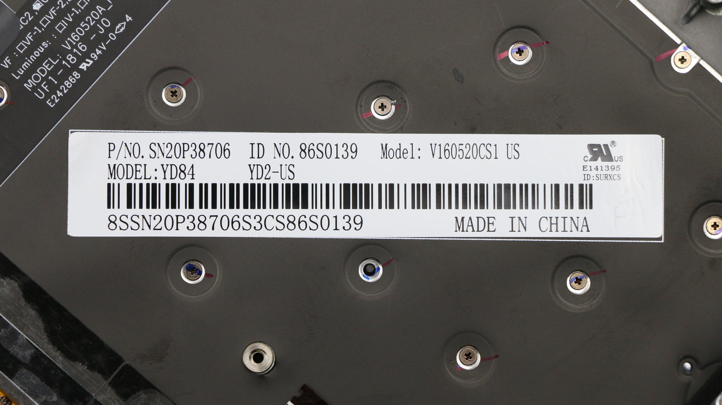 Lenovo C-Cover with Keyboard, USA English, Black, Backlit, with Fingerprint Reader - 01YR573