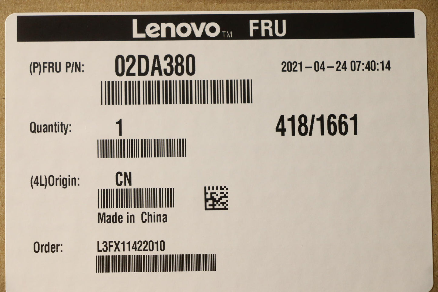 Lenovo 15.6" FHD Display, Anti-Glare IPS Panel - 02DA380