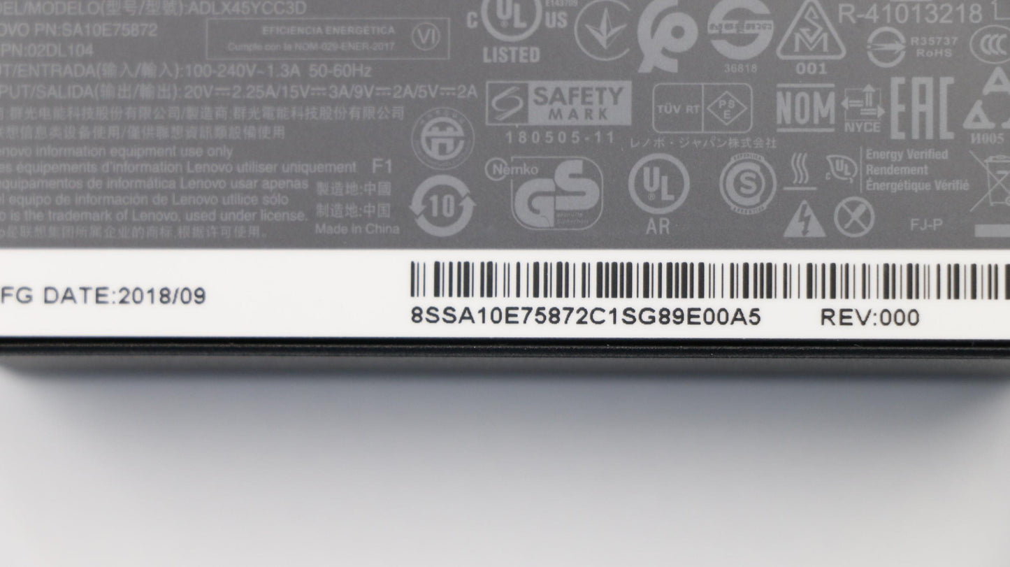 Lenovo Pd,45W,20/15/9/5V,3P,Ww,Chy - 02DL104