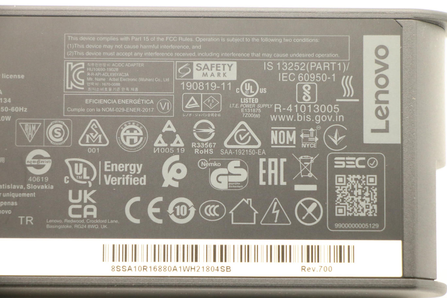 Lenovo 95W Type-C AC Adapter, 3-Prong, Black - 02DL134