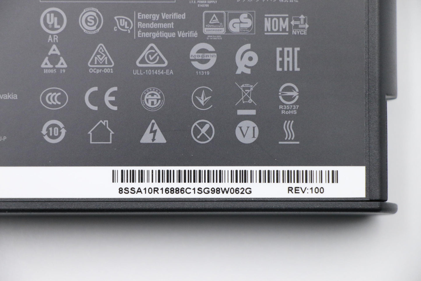 Lenovo 170W Rectangle AC Adapter, 3-Prong, Black - 02DL140