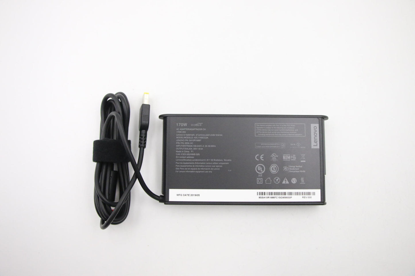 Lenovo AC Adapter, Rectangle, 170W, 2-Pin, Black - 02DL141