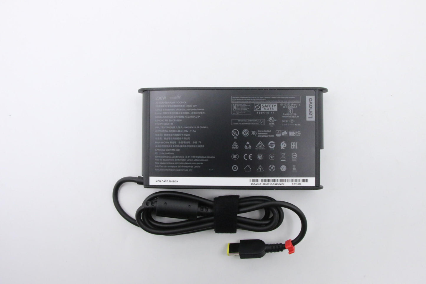 Lenovo 230W Rectangle AC Adapter, 3-Prong, Black - 02DL144