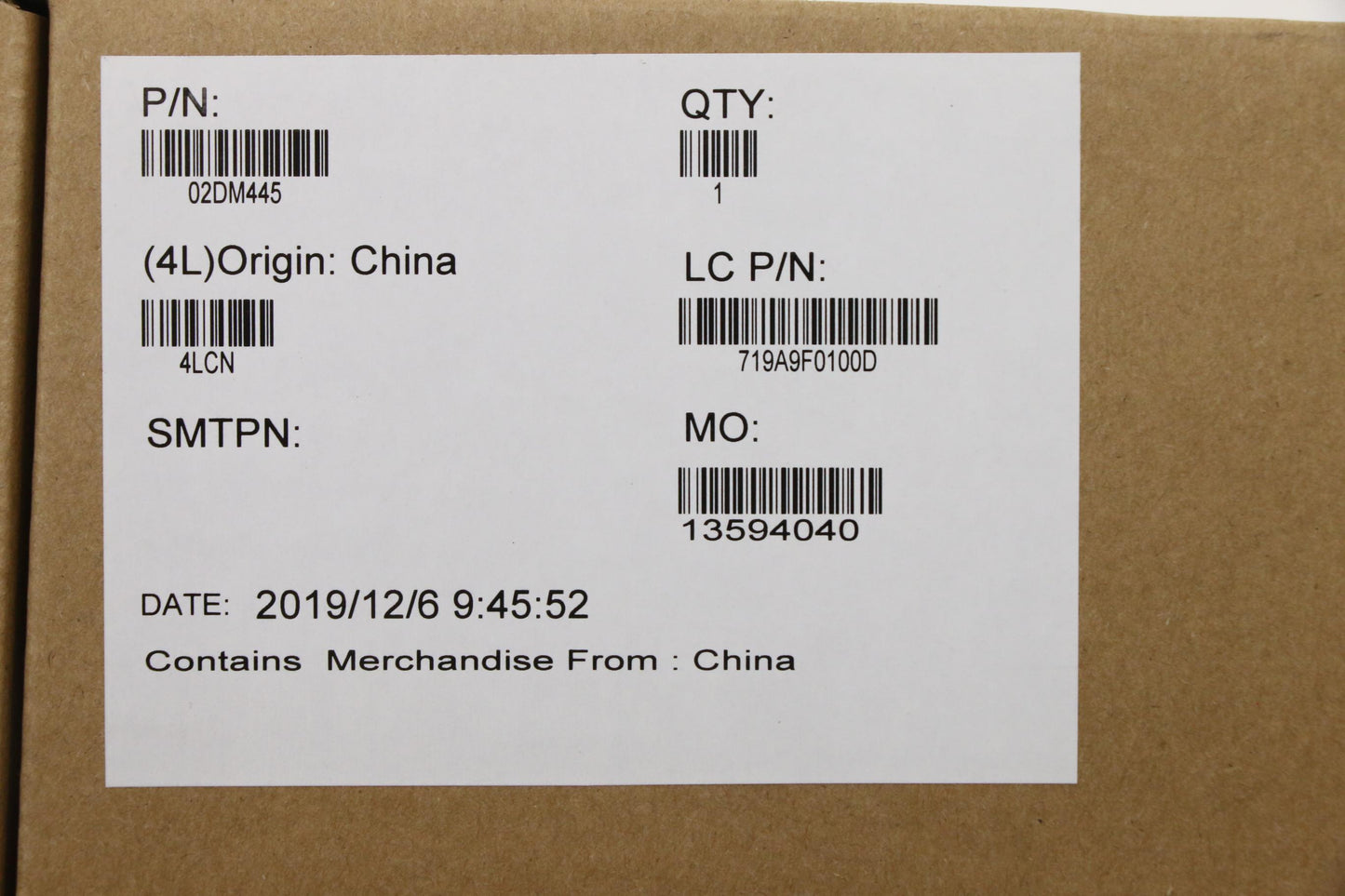 Lenovo Motherboard BDPLANAR i7-9750H, DIS, 4G, WIN, NAYDT - 02DM445