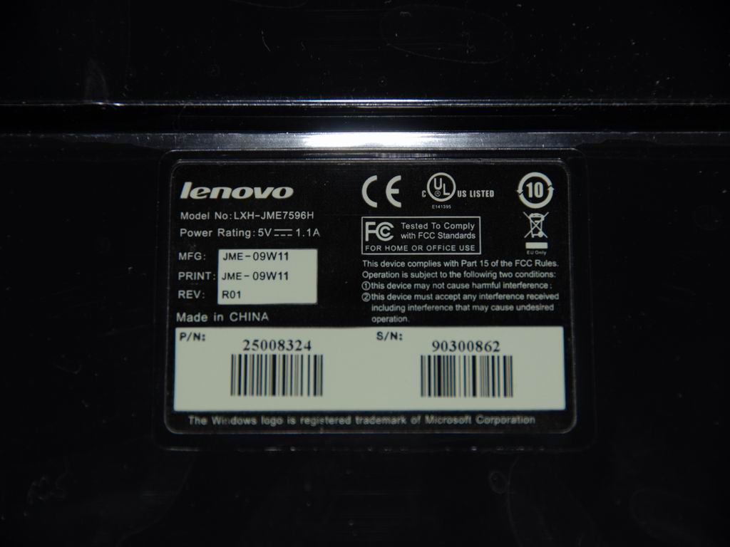 Lenovo Keyboard Sunrex Lxh-Jme7596H U - 25008324