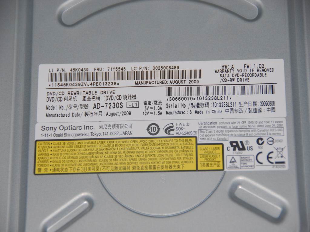 Lenovo Dvdrw Optiarc 16X Ad-7230S Blk - 25008489