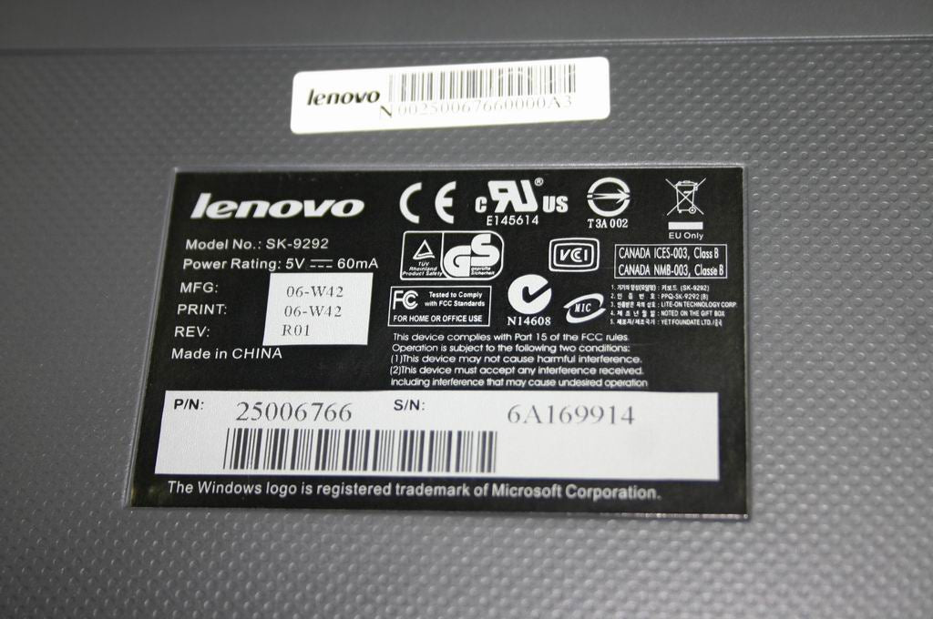Lenovo Liteon Lxh-Sk9292(Us) Ps/2 Key - 25006766