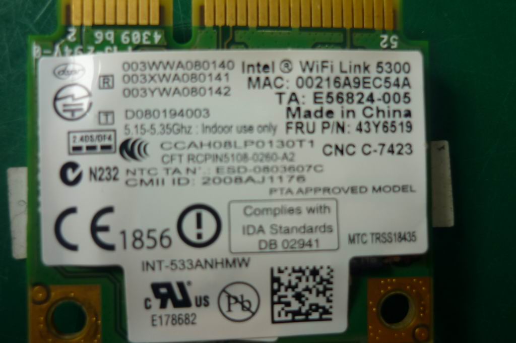 Lenovo Wlan Intel 5300N Mow M Pcie Hm - 20002034