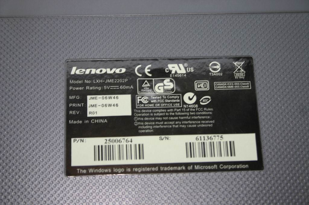 Lenovo Keyboard Ps/2 Sunrex Lxh-Jme22 - 25006764