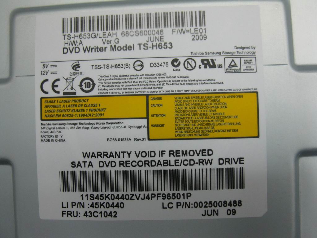 Lenovo Dvdrw Tsst 16Xts-H653G Sata Bl - 25008488