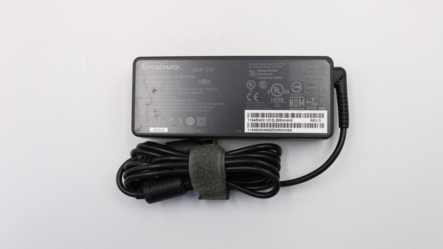 Lenovo 90W Circular AC Adapter, ThinkPad, 2-Pin, Black - 45N0311