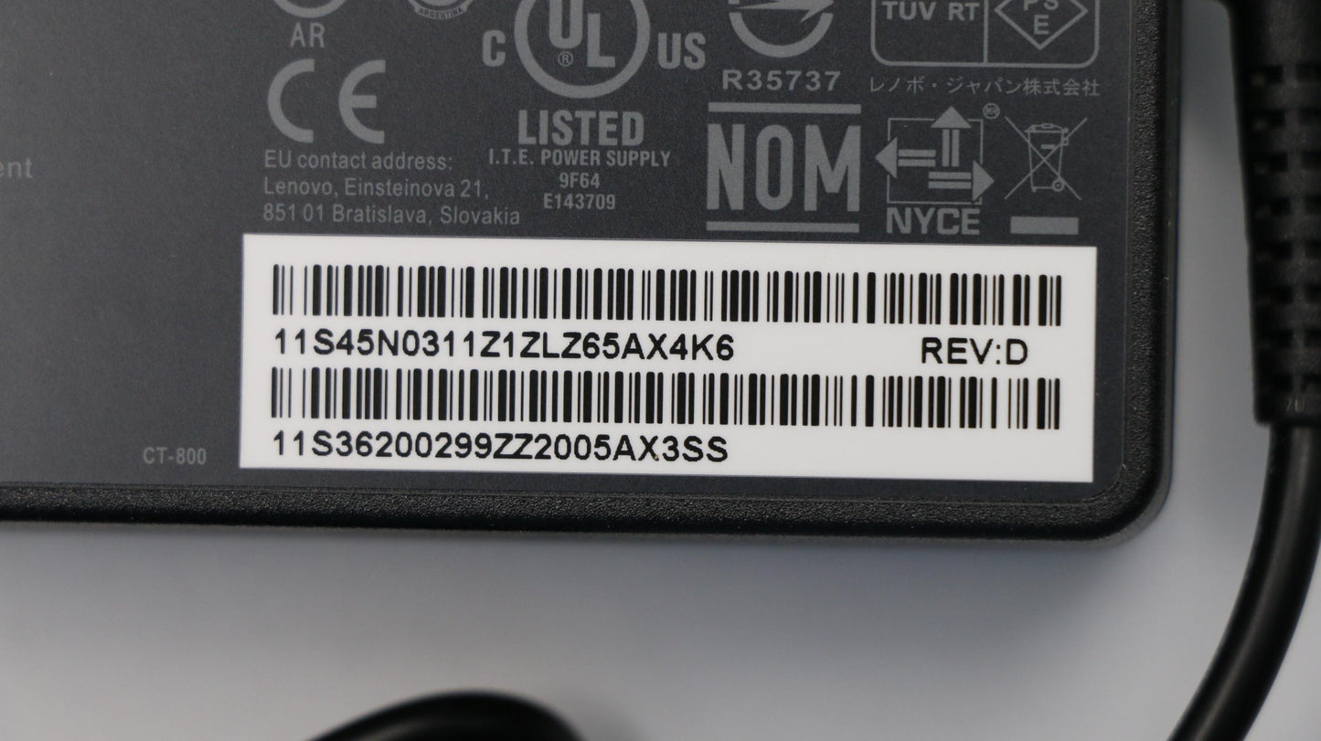 Lenovo 90W Circular AC Adapter, ThinkPad, 2-Pin, Black - 45N0311