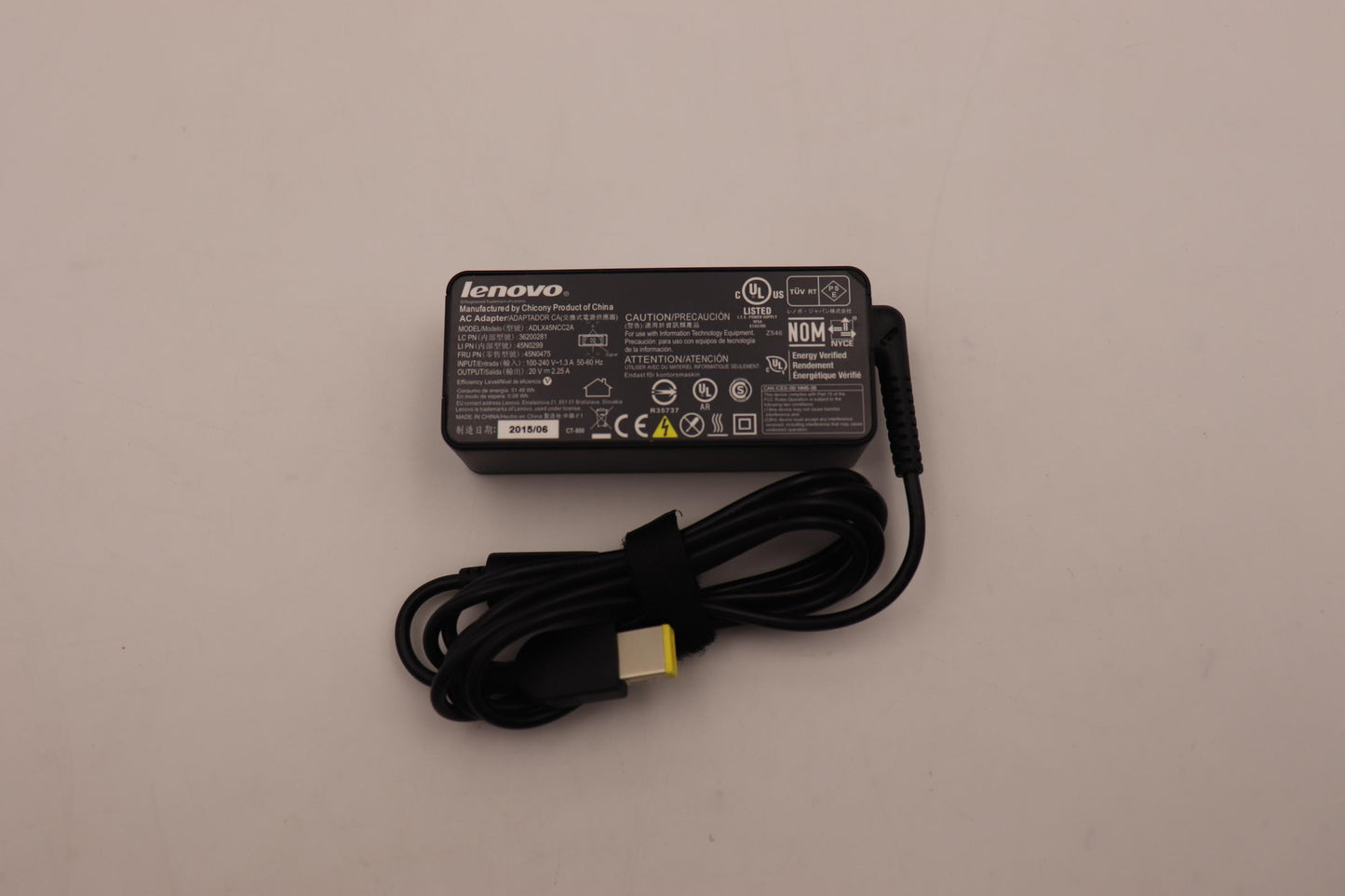 Lenovo 45W AC Adapter, Rectangle, 2-Prong, Black - 45N0299