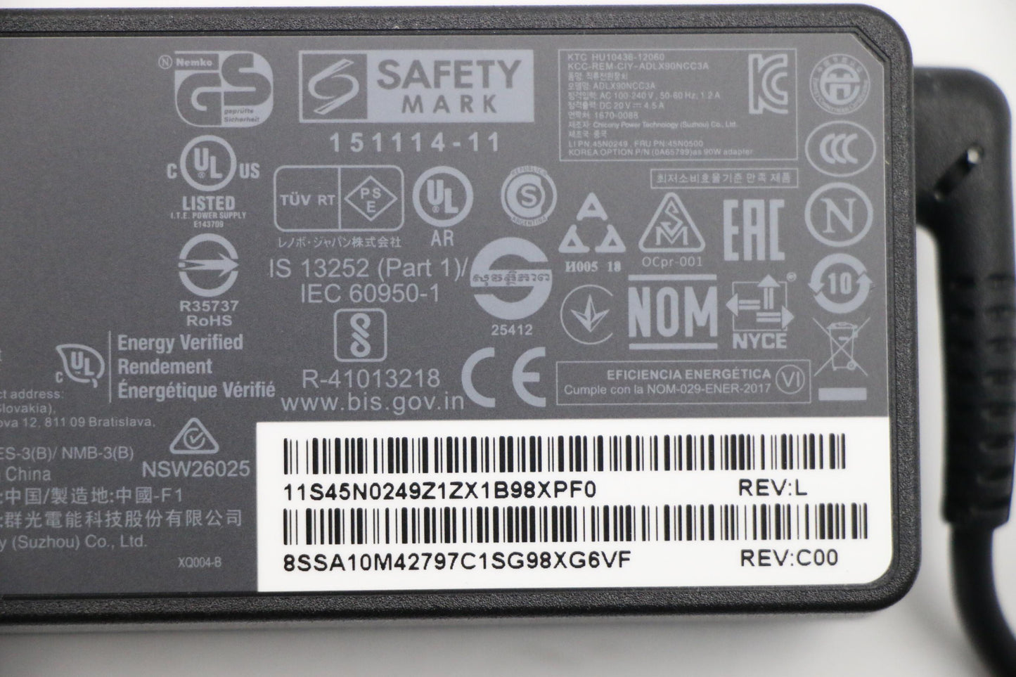 Lenovo 90W AC Adapter, 3-Pin - 45N0249