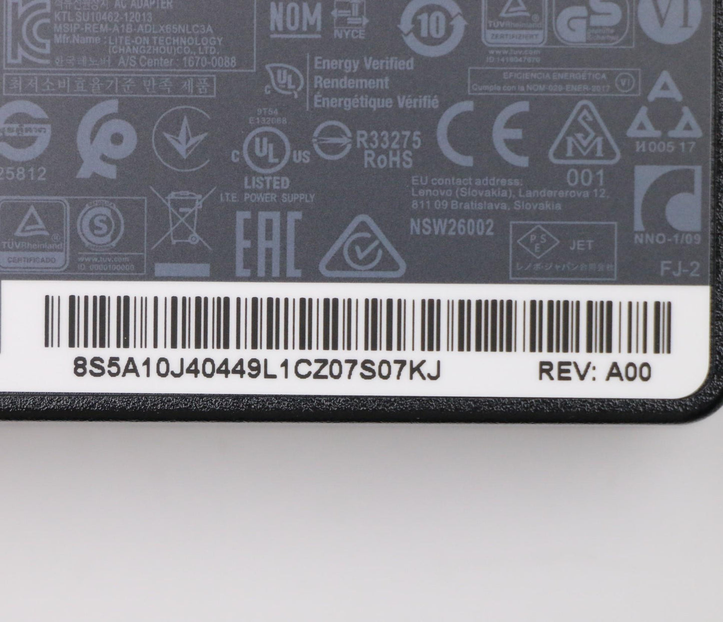 Lenovo Round AC Adapter, 65W, 3P, Black - 5A10J40449