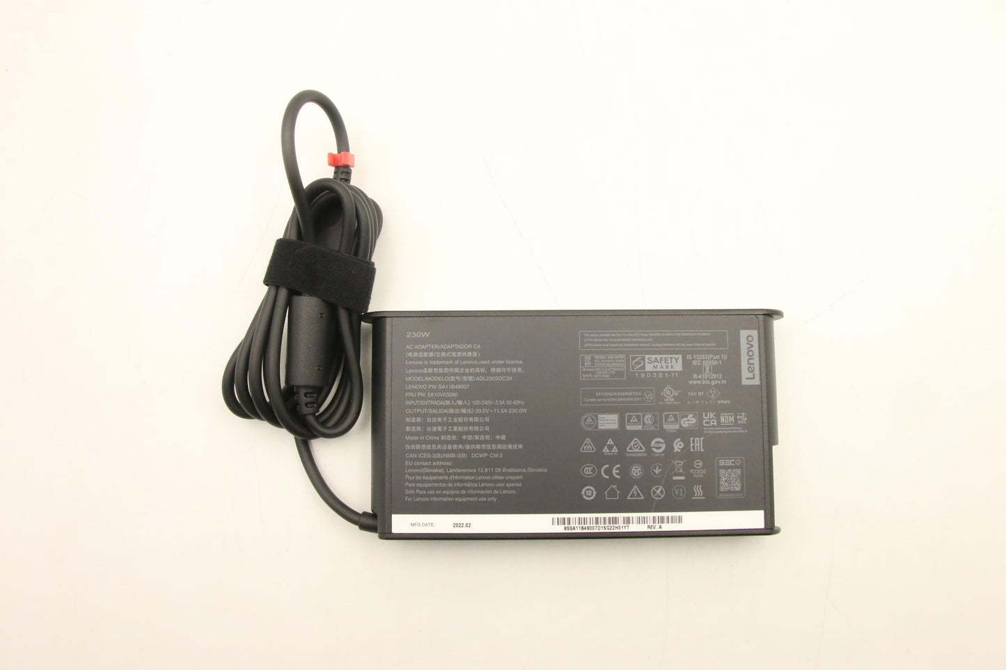 Lenovo AC Adapter, Rectangle, 230W, 3-Pin, Black - 5A10V03260