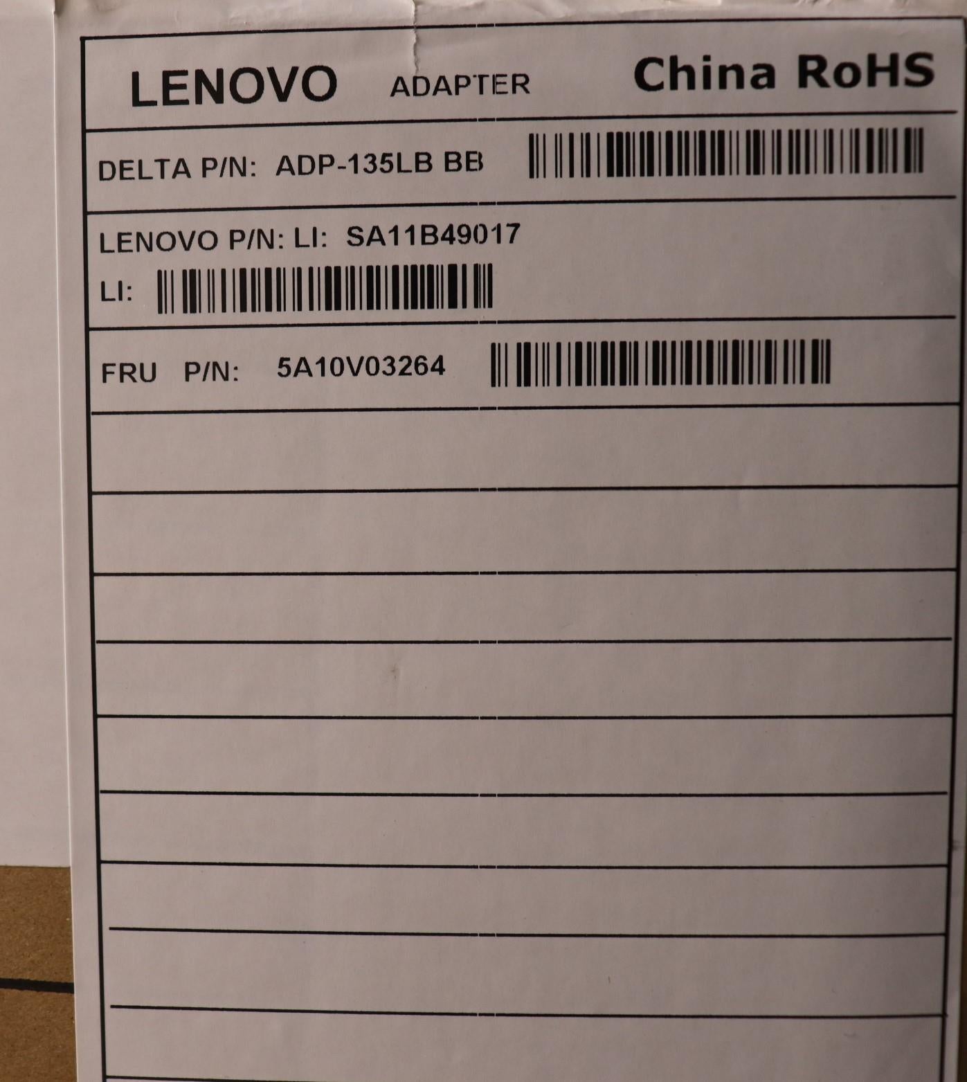 Lenovo 135W AC Adapter, Rectangle Plug, Black - 5A10V03264